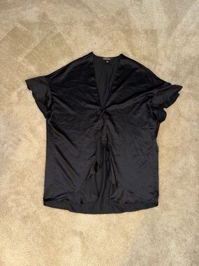 Victoria’s Secret Black Tie-Front Ruffle Robe